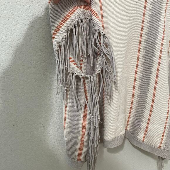 Margaret O'leary Cardigan Sweater Womens Size S/M Gray Striped Fringe - Picture 3 of 12
